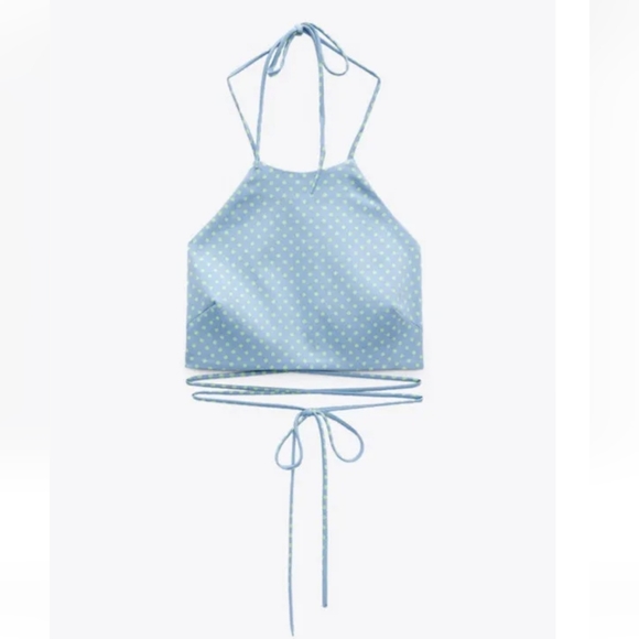 ZARA Polka-dot crop halter top - Picture 2 of 11
